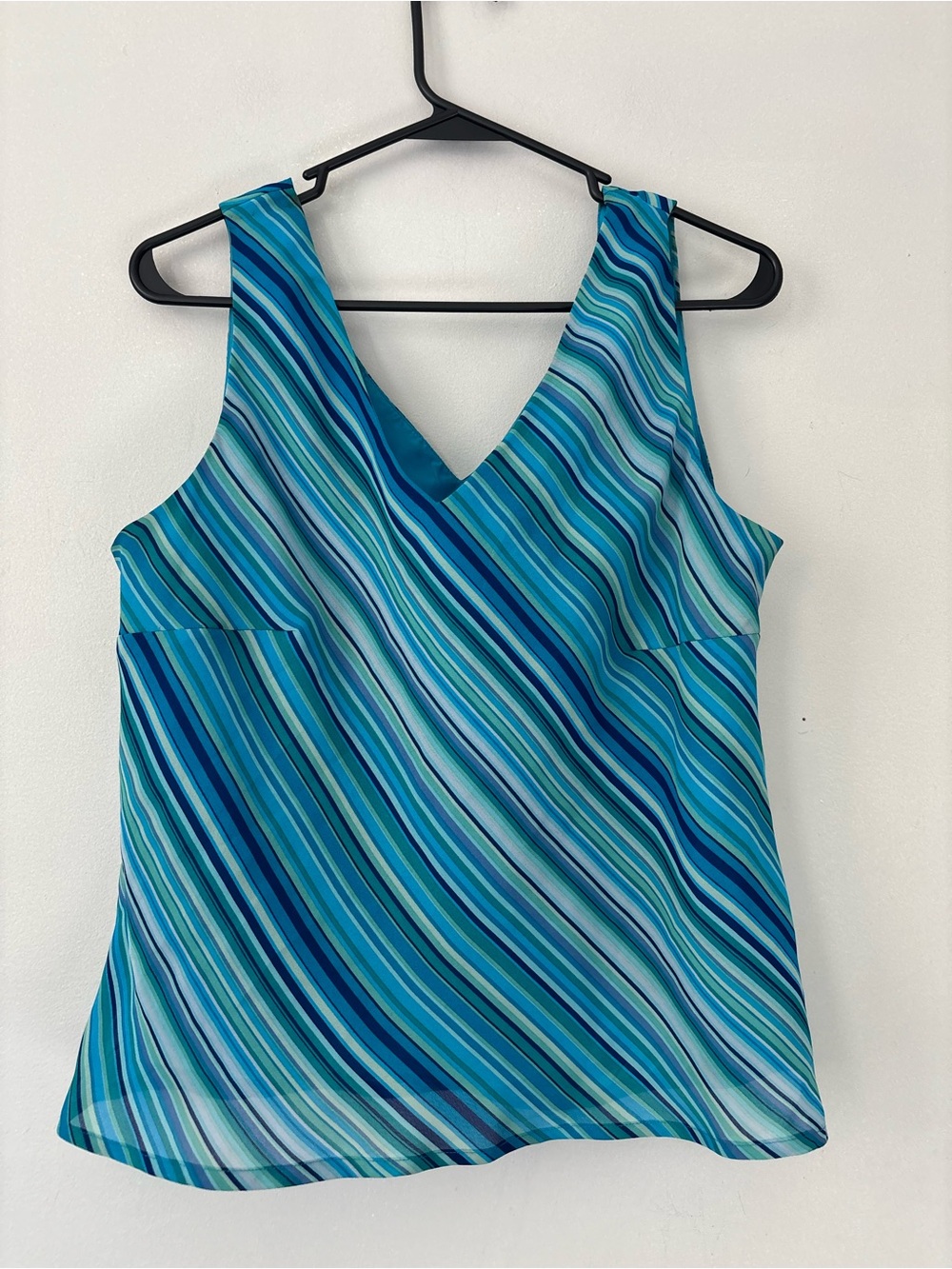 Vintage Y2K Mermaidcore Turquoise Multicolor Stripe Retro Sleeveless Top - Large